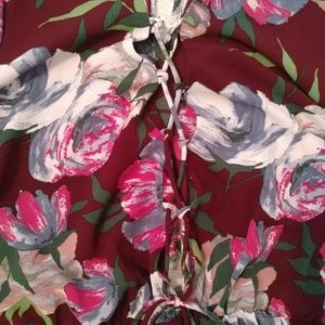 Floral lace up romper